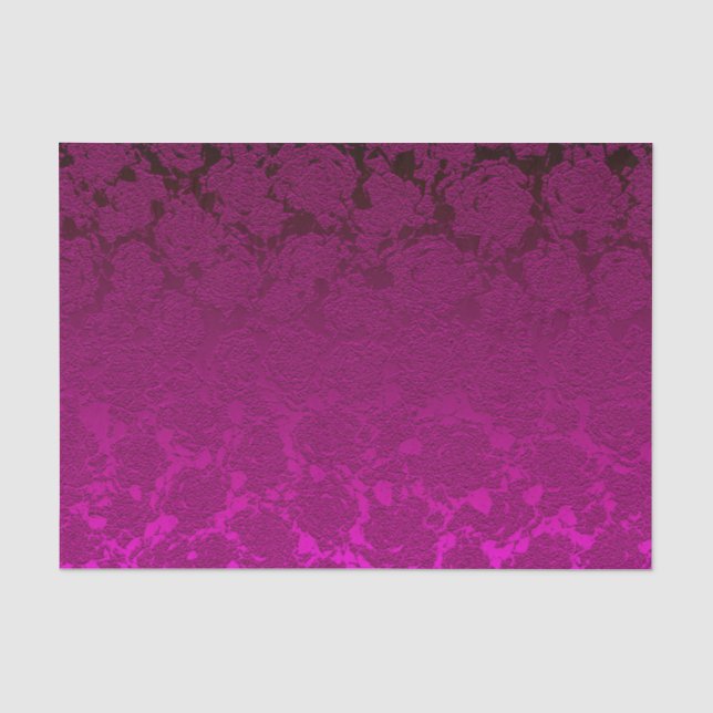 Pink Fuchsia Floral Succulent Pattern Metallic Tissue Paper (Front)