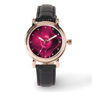 PINK FUCHSIA FRACTAL ROSE WATCH