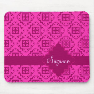 Pink Fuchsia & Magenta Arabesque Moroccan Graphic Mouse Mat