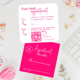 Pink fuchsia Modern Beauty Salon QR code  Appointment Card