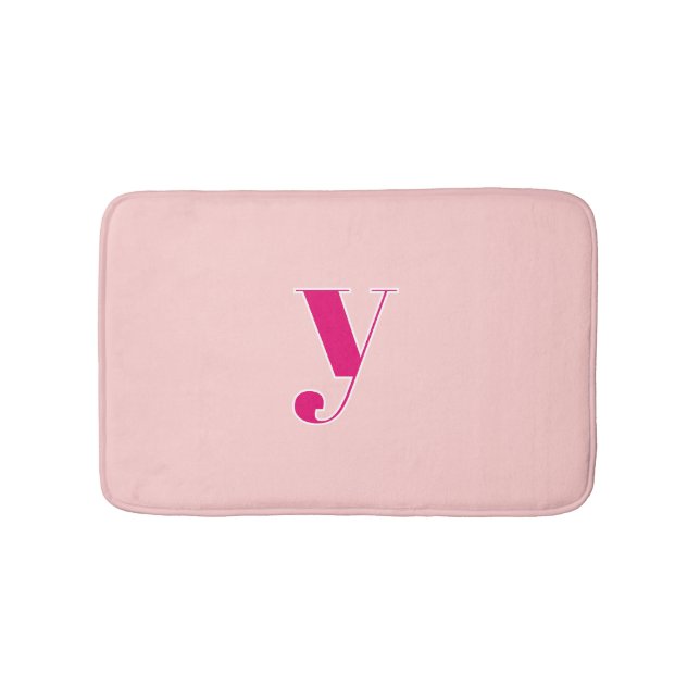 Pink & Fuchsia Personalised Monogram Initial  Bath Mat (Front)
