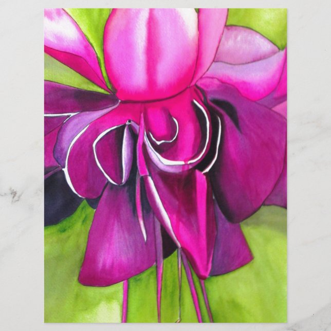 Pink Fuchsia pop art watercolour flower (Front)