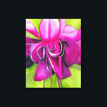 Pink Fuchsia pop art watercolour flower art Canvas Print<br><div class="desc">From an original watercolour painting of a bright pink and purple Fuchsia tropical flower in close up macro style. This floral artwork is colourful and bright and inspired by pop art and botanical art. Sure to add a pop of colour to your décor.</div>