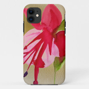 Pink Fuchsia pop art watercolour flower iPhone 11 Case