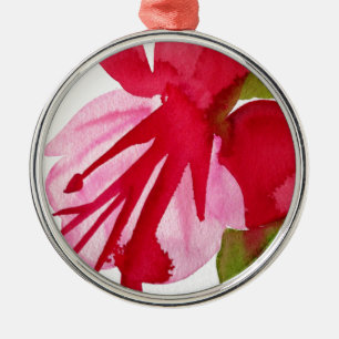 Pink Fuchsia pop art watercolour flower Metal Tree Decoration