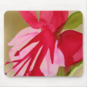 Pink Fuchsia pop art watercolour flower Mouse Mat