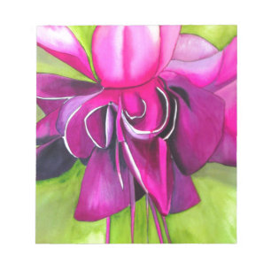 Pink Fuchsia pop art watercolour flower Notepad