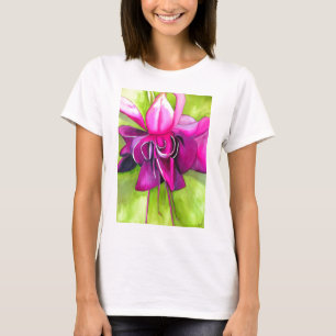 Pink Fuchsia pop art watercolour flower T-Shirt