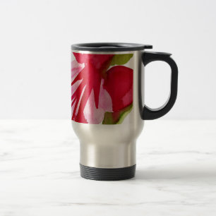 Pink Fuchsia pop art watercolour flower Travel Mug
