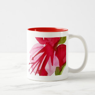Pink Fuchsia pop art watercolour flower Two-Tone Coffee Mug