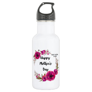 Pink Fuchsia Poppies  Best Mum Ever - Mother's Day 532 Ml Water Bottle