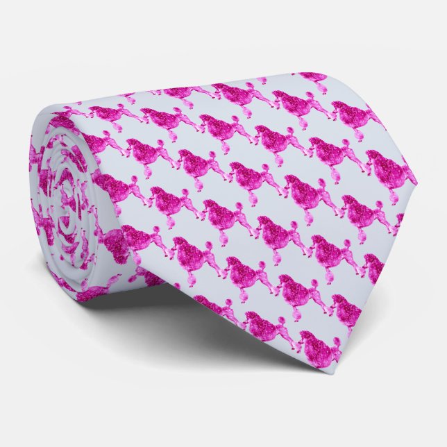 Pink Fuchsia Posh Poodle Tie (Rolled)