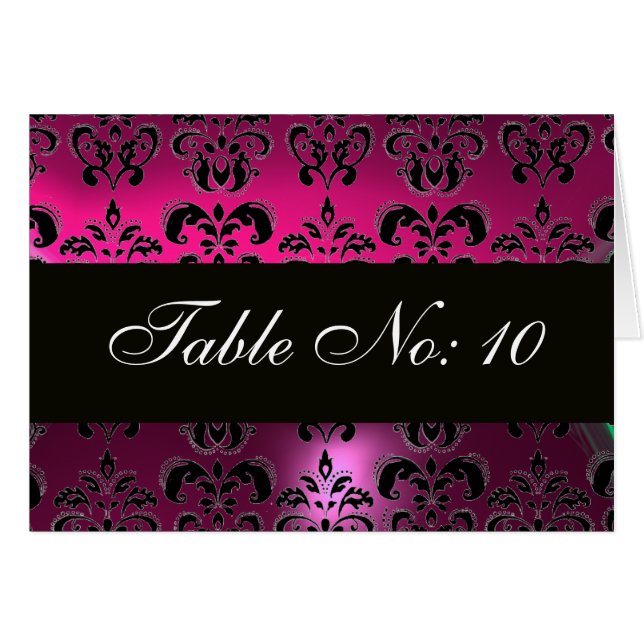 PINK FUCHSIA  PURPLE BLACK  DAMASK TABLE SEATING (Front Horizontal)