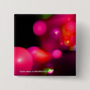 PINK FUCHSIA PURPLE BLACK FRACTAL BUBBLES 15 CM SQUARE BADGE