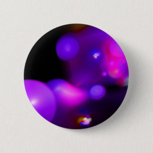 PINK FUCHSIA PURPLE BLACK FRACTAL BUBBLES 6 CM ROUND BADGE