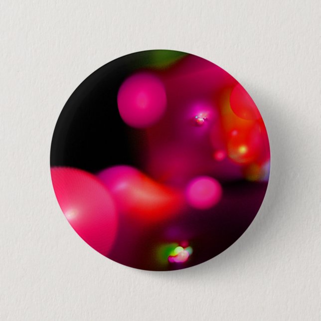 PINK FUCHSIA PURPLE BLACK FRACTAL BUBBLES 6 CM ROUND BADGE (Front)