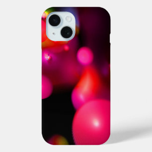PINK FUCHSIA PURPLE FRACTAL BUBBLES IN BLACK iPhone 15 CASE