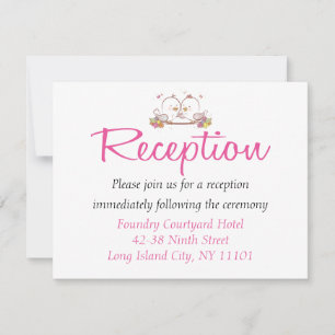Pink Fuchsia Reception Lovebirds Wedding Party Invitation