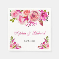 Pink Fuchsia Rose Botanical Floral Wedding