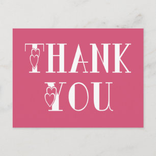Pink Fuchsia Thank You Heart Greeting Postcard