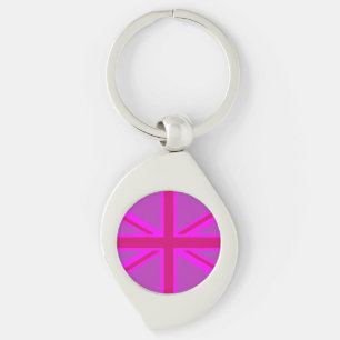 Pink Fuchsia Union Jack Flag Design Key Ring