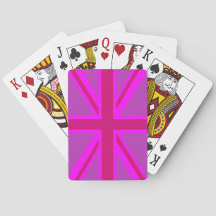 Pink Fuchsia Union Jack Flag Design Playing Cards