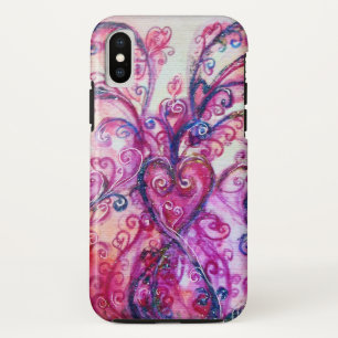 PINK FUCHSIA WHIMSICAL FLOURISHES WITH HEART iPhone XS CASE