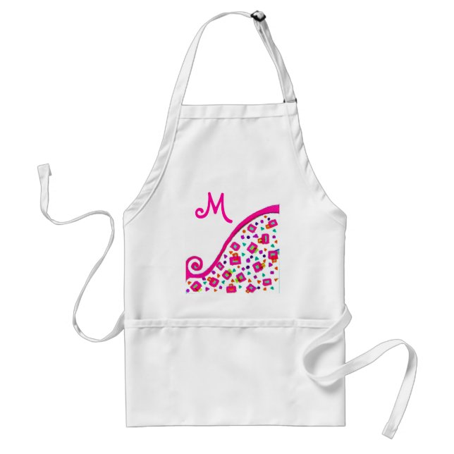 PINK FUCHSIA WHITE ABSTRACT DECO MONOGRAM STANDARD APRON (Front)
