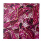 Pink Fuchsia White Agate Gold Geometric Triangles Tile<br><div class="desc">This modern and chic fuchsia pink and white agate geode stone triangles outlined in faux printed gold is perfect for the trendy and stylish woman. Its contemporary and girly design is great for many gifts and occasions. Enjoy this abstract and fashionable print for your next purchase!</div>