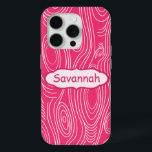 Pink Fuchsia Woodgrain Pattern Personalised iPhone iPhone 15 Pro Case<br><div class="desc">Wood Grain  Pattern iphone Trendy Case Any Colour</div>
