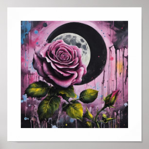 Pink Full-Moon Rose Poster