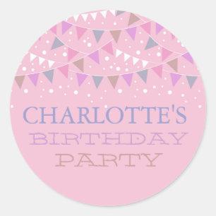 Pink Fun Bunting Birthday   Party Sticker
