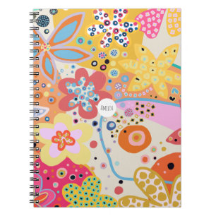 Pink fun colourful floral notebook