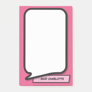 Pink Fun Modern Personalised Speech Bubble Post-it Notes