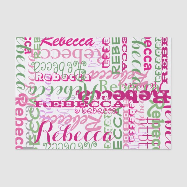 Pink Fun Name Collage Allover Print Tissue Paper (Front)