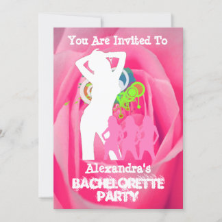 Pink fun party girls personalised bachelorette invitation