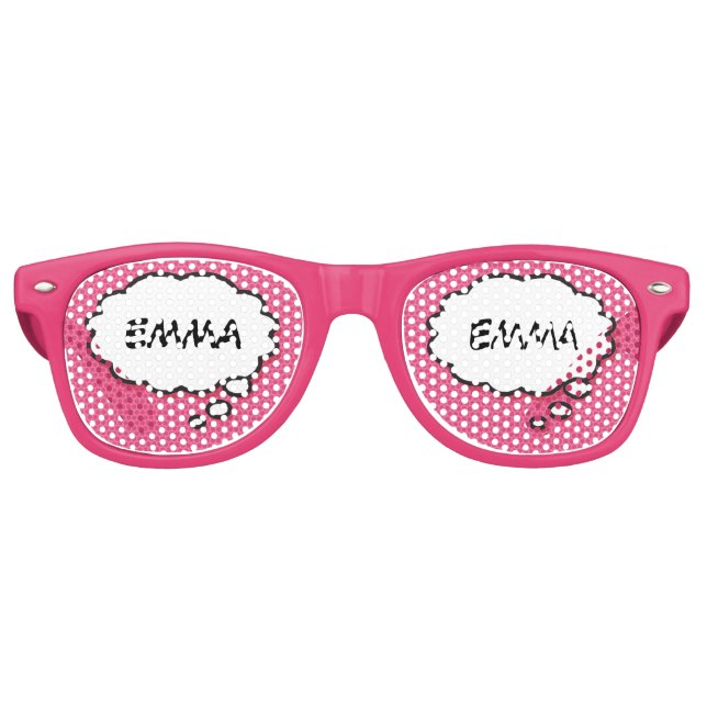 Pink Fun Personalised Comic Book Think Bubble Retro Sunglasses (Front)