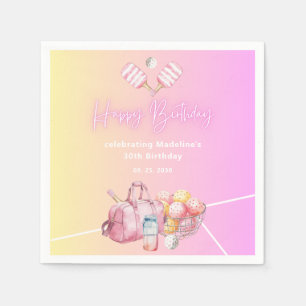Pink Fun Pickleball 30th Birthday Party Napkin