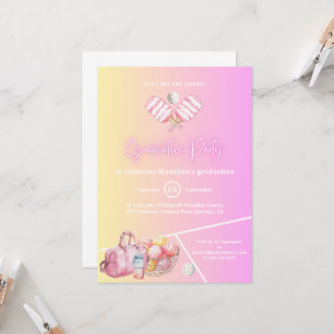 Pink Fun Pickleball Graduation Party Invitation