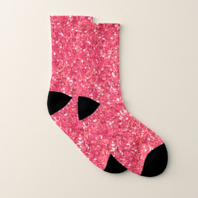 Pink fun sparkle glitter pattern, gift for her socks (Pair)