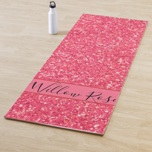 Pink fun sparkle glitter pattern, gift for her   yoga mat (In Situ)