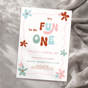 Pink Fun to Be One 1st Birthday Invitation Girls