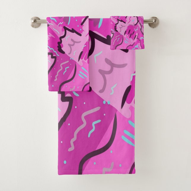 Pink! Fun with Abstract Art Bath Towel Set (Insitu)