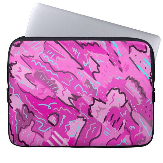 Pink! Fun with Abstract Art Laptop Sleeve (Front)