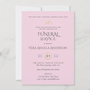 Pink Funeral Service Invite With Verse