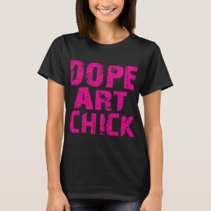 Pink Funk Dope Art Chick Pink on Black T-Shirt