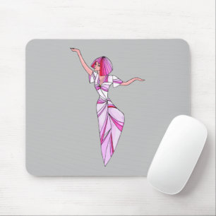 Pink funky dancer girl with pink hair mouse mat