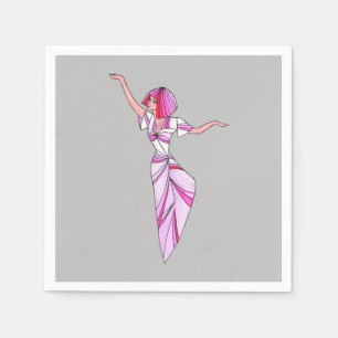 Pink funky dancer girl with pink hair napkin