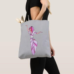 Pink funky dancer girl with pink hair tote bag