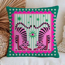 Pink Funky Tigers on Green Maximalist Dopamine 